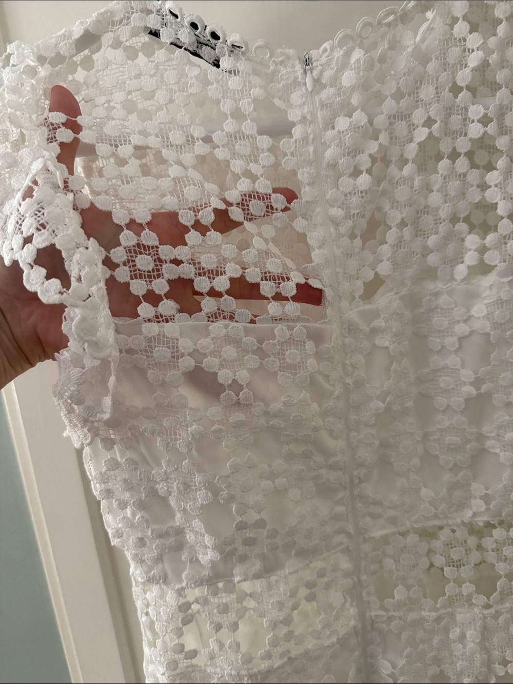 Petal & Pup White Floral Crochet Midi Dress with Ruffle Hem - Picture 4 of 8